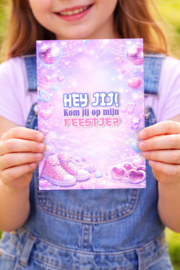Uitnodiging kinderfeestje K-pop thema (8 stuks)