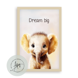 Babyposter Olifant A3 (ingelijst)