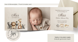 Drieluik Geboortekaartje met wilde dieren - FGB024