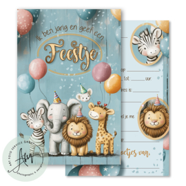 Kinderfeest  uitnodigingen  (8 Invulkaarten)