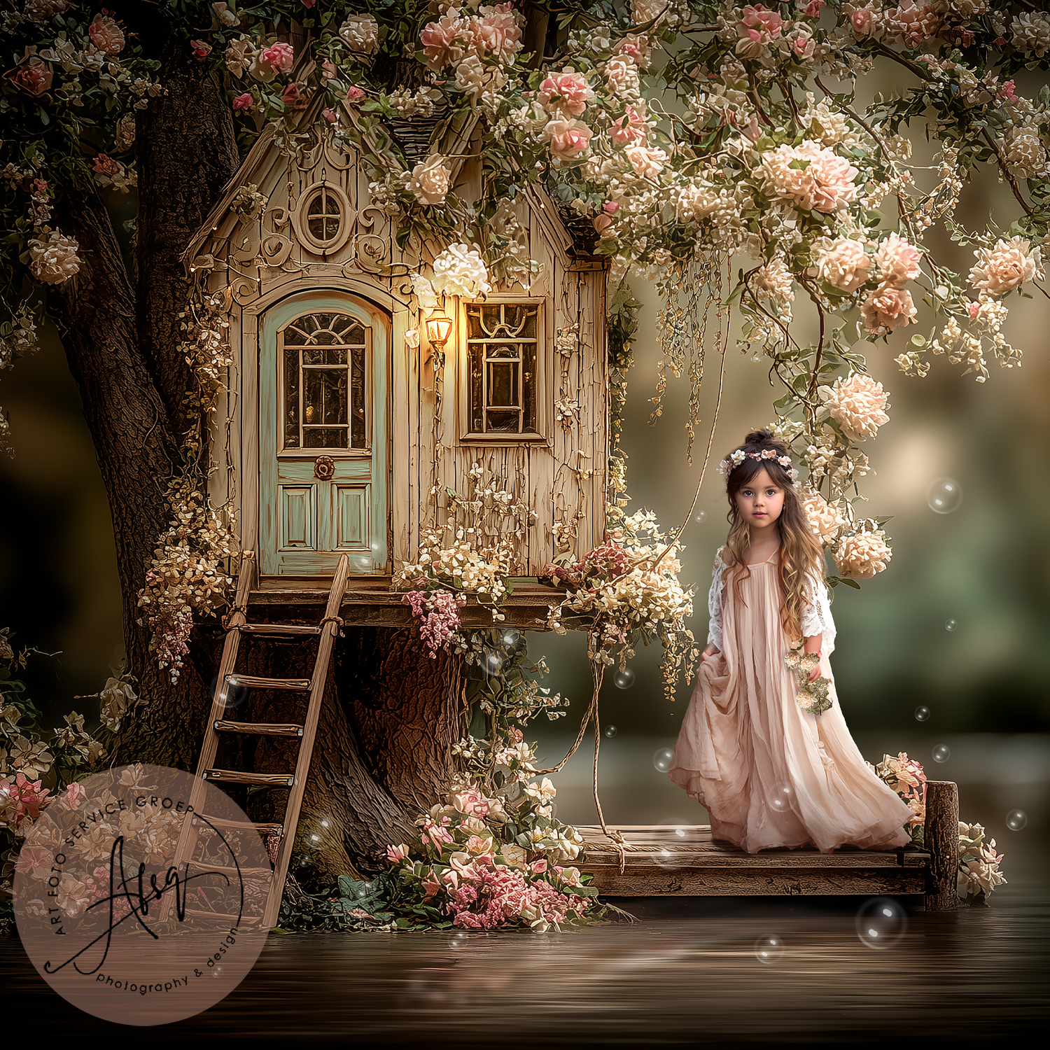Digitale Droomfoto (Fine art) - The little lake house