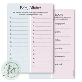 Baby scrabble & baby alphabet - Baby Voorspellingen  - (20 invulkaarten)