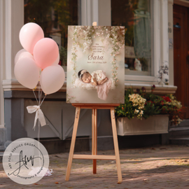 Geboortebord in stijl van geboortekaartje