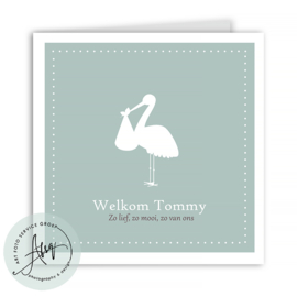 Geboortekaartje met foto met een ooievaar  - FGB845