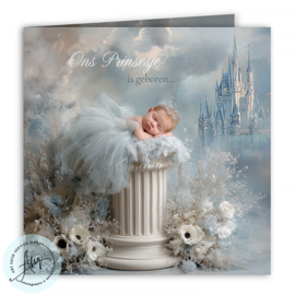 Sprookjes geboortekaartje met foto met een sprookjeskasteel - GB438