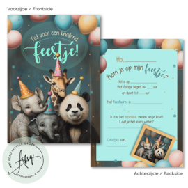 Kinderfeest  uitnodigingen  (8 Invulkaarten)