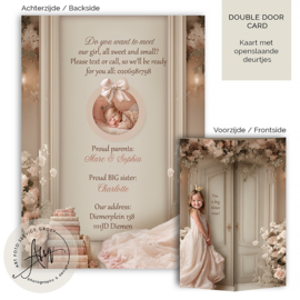 Nostalgisch geboortekaartje met een babykamer - GB628