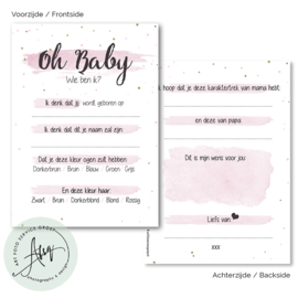 Oh baby - Baby Voorspellingen  - (20 invulkaarten)