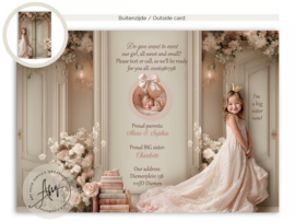 Nostalgisch geboortekaartje met een babykamer - GB628