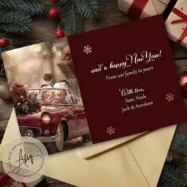 The Christmas car sleigh – Sprookjes Kerstkaart met Eigen Foto