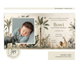 Geboortekaartje met foto met safari thema  - FGB147