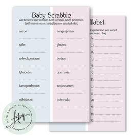 Baby scrabble & baby alphabet - Baby Voorspellingen  - (20 invulkaarten)