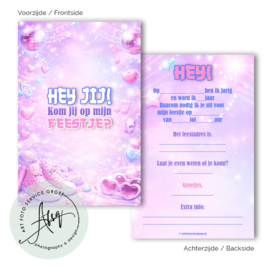 Uitnodiging kinderfeestje K-pop thema (8 stuks)