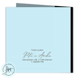 Art Exclusive - Geboortekaartje jongen met foto op schelp - GB048B