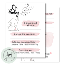 Baby elephant - Baby Voorspellingen  - (20 invulkaarten)