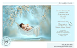 Droom geboortekaartje met foto in blauwe bloesemtak - GB331