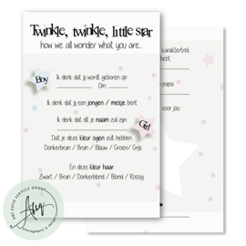 Twinkle, twinkle... - Baby Voorspellingen  - (20 invulkaarten)
