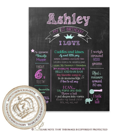 My 1st Birthday - Printable chalk board: CH064