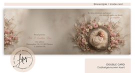Droom geboortekaartje met baby in mandje met bloemen - GB020
