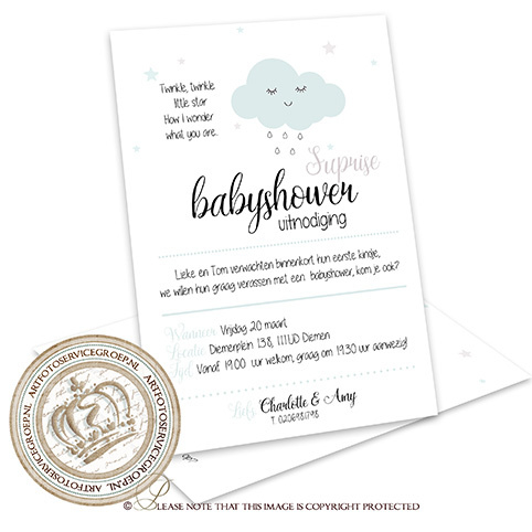 Fonkelnieuw Babyshower kaart BS002 | Babyshower uitnodigingen | Sprookjes ED-84