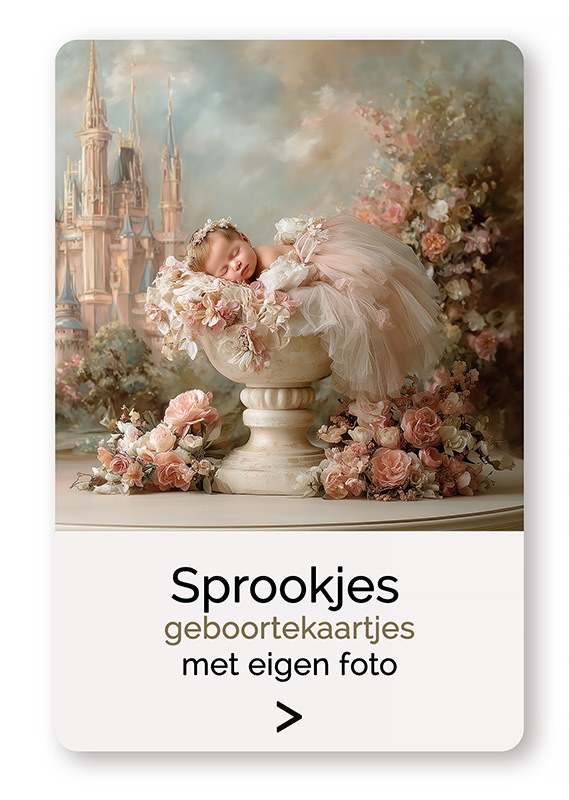 Sprookjesgeboortekaartjes met eigen foto