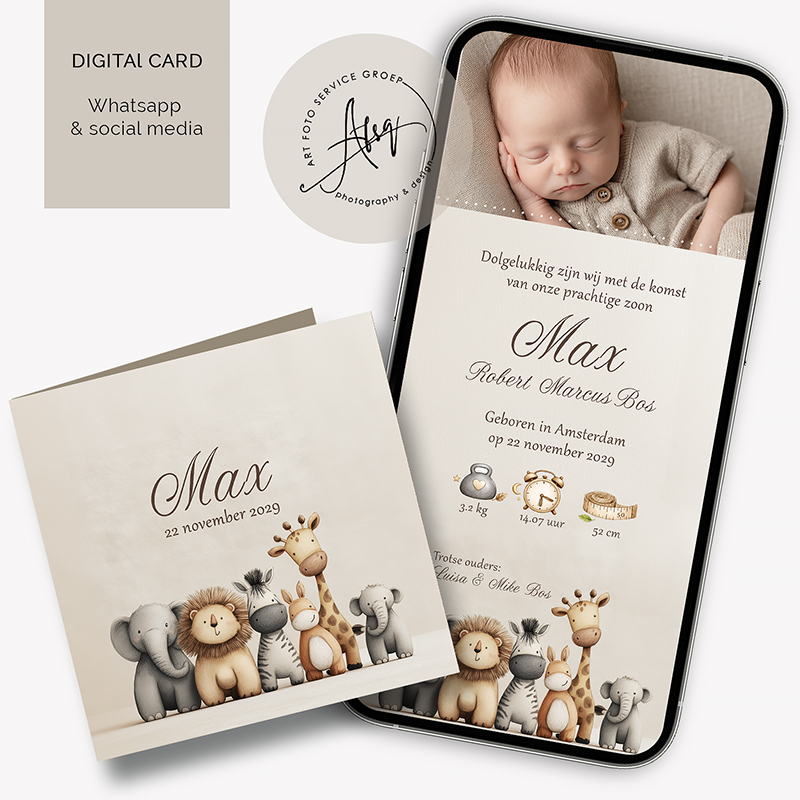 Digitaal Foto Geboortekaartjes met de foto van jouw kindje