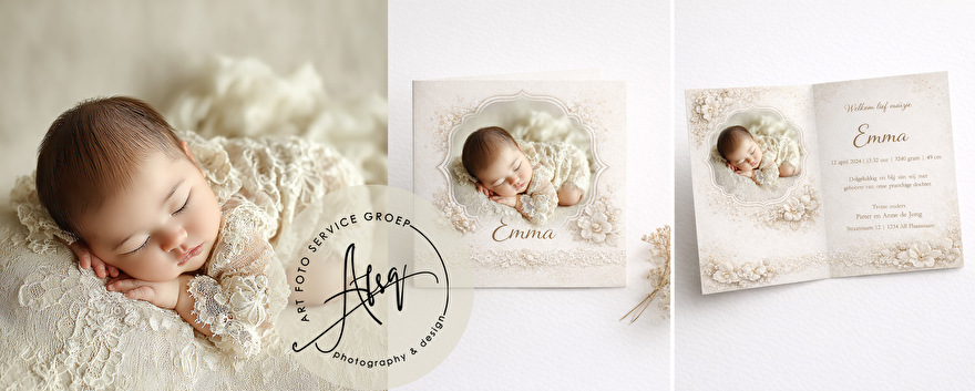 Laat een geboortekaartjes maken van een foto uit de newbornshoot