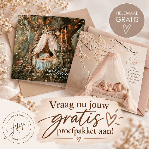 Vraag hier een gratis proefpakketje van geboortekaartjes aan.