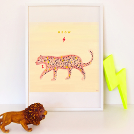 Luipaard Illustratie POWER MEOW LEOPARD poster - 50 x 70 cm