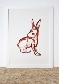 Konijn Illustratie RABBIT FROM THE FOREST zeefdruk in oplage - A4 formaat