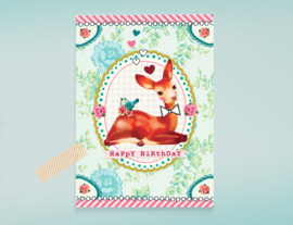 HAPPY BIRTHDAY DEER hertje postkaart verjaardag