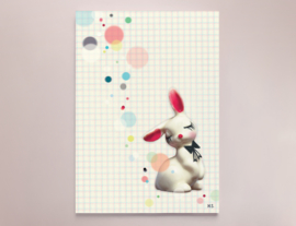 Konijn Illustratie CONFETTI BUNNY kinderkamer poster - A4 formaat