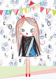 Meisje Illustratie CONGRATULATIONS GIRL postkaart