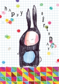 Konijn Illustratie HAPPY BIRTHDAY RABBIT postkaart
