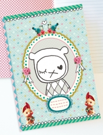 Beer Illustratie LUCKY BEAR schrift met lijntjes