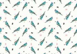 BLUE BIRDS blauw vogel dessin cadeaupapier