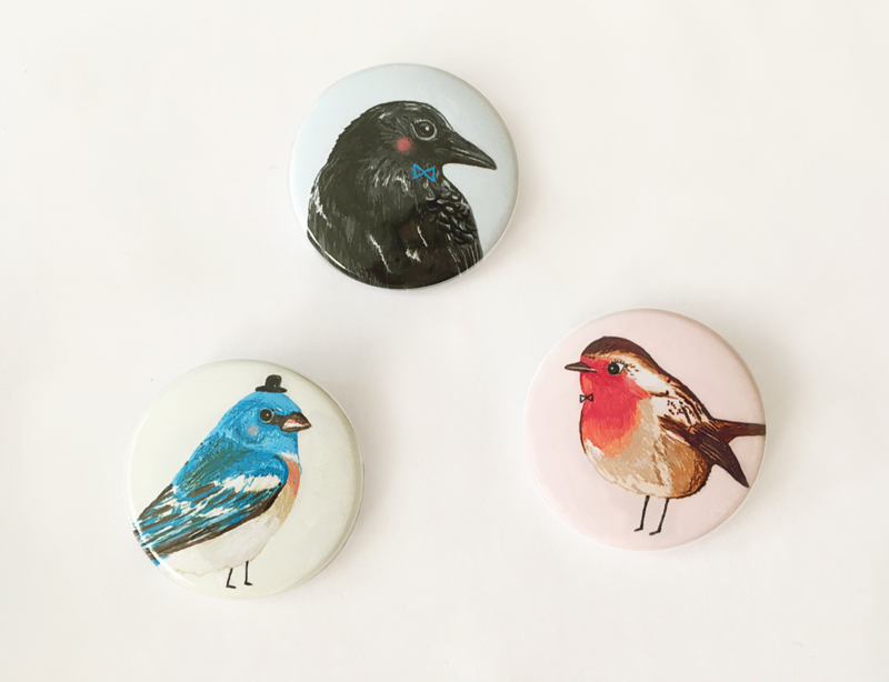 Vogel Buttons BIRDIES set van 3