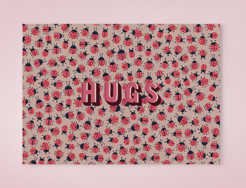 LOADS OF LADYBUGS HUGS lieveheersbeestjes postkaart