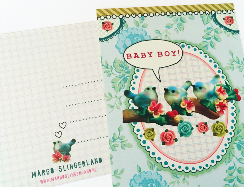 BABY BOY BIRDS jongetje geboorte postkaart