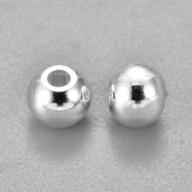 kraal 6 x 5 mm zilver kleur(RVS)