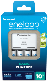 Panasonic Eneloop lader met indicator en 4x AA oplaadbare batterijen