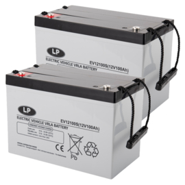 Set 2x Scootmobiel Accu LP VRLA-EV DC AGM Accu 12V 100Ah +L, T11, EV12-100S/EV12100S 307x169x210/215