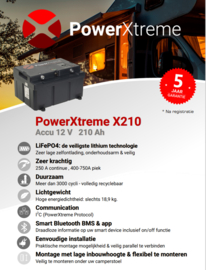 Huishoudaccu PowerXtreme X210 Lithium accu 12V 210Ah camperaccu voor onder de zitting LiFePO4
