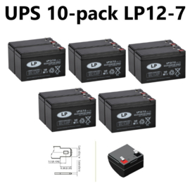 UPS LP VRLA AGM Accu 10-pack 12V 7Ah VDS LP12-7 T1 / 151x65x94/99mm