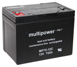 Multipower VRLA EV AGM Accu 12V 75Ah M6, MP75-12C 260x170x207mm