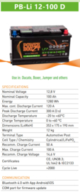 Powerboozt Lithium Accu 12.8V 100 Ah 1280Wh met Bluetooth BP-Li 12-100 D / 353x175x190mm