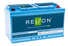 Relion hoogwaardige Lithium LifePo4 Accu RB100-DIN 12.8V 100 Ah 1280Wh / 335x174x191mm