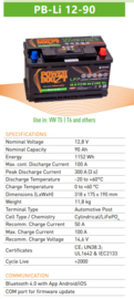 Powerboozt Lithium Accu 12.8V 90 Ah 1152Wh met Bluetooth BP-Li 12-90 / 318x176x188mm
