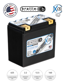 Braille XC12.5-625L Superieure Motorsport Lithium Accu 12,8V 12.5Ah 160Wh ﻿+R LiFePO4 150x88x145mm