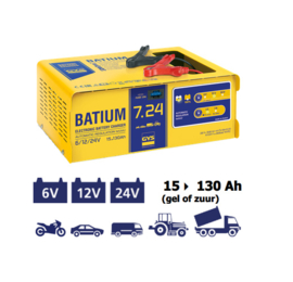 GYS Batium 7/24 Acculader 6/12/24V, 3/7A, 15-130Ah